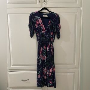 Eliza j navy floral midi dress
